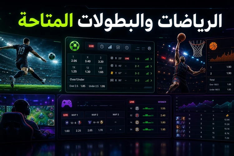 الرياضات والبطولات المتاحة